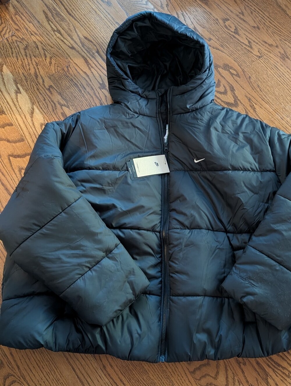 New! Nike Women's Black Quilted Hooded Puffer Jacket Size 2X
